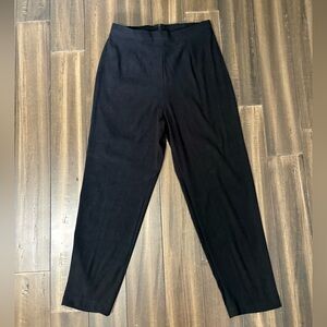 Sz 14 Black High Waisted Pants Trousers Elastic Waistband Office Professional